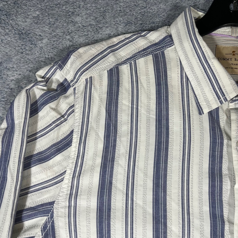 Tommy Bahama Jeans Mens XL Blue White Striped Button Down Shirt Long Sleeve p - Picture 9 of 16